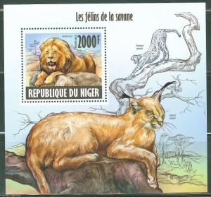 NIGER 2013 WILD CATS  SOUVENIR SHEET  MINT NH