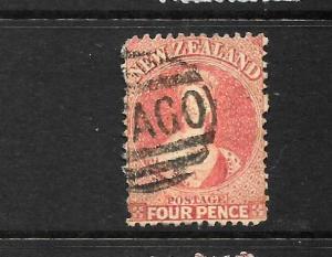 NEW ZEALAND  1864-71  4d  ROSE  FFQ  FU  P12 1/2    SG 119  CPa4a1 CHALON