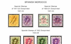 COLOR PRINTED SPANISH MOROCCO 1903-1955 STAMP ALBUM PAGES (45 illustrated pages)