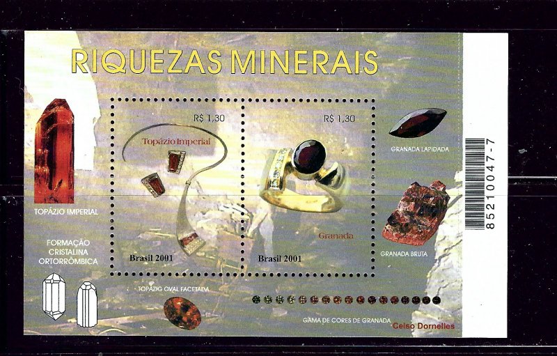 Brazil 2828 MNH 2001 Minerals S/S