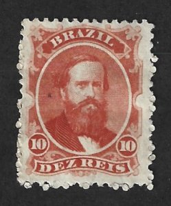 BRAZIL Scott #53 Used 10r Emperor Dom Pedro stamp 2017 CV $5.00