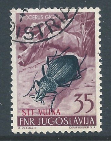 Trieste Zone B #100 Used 35d Black Beetle Issue Ovptd. Stt Vujna