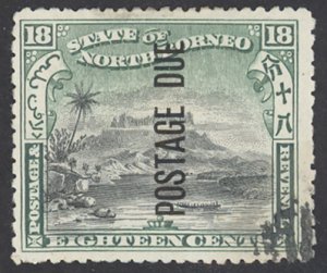 North Borneo Sc# J18 Used (a) 1901 18c overprints Postage Due