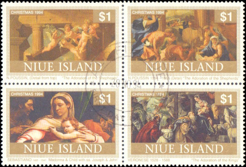 Niue #669-670, Complete Set(2), Blocks of 4, 1994, Used