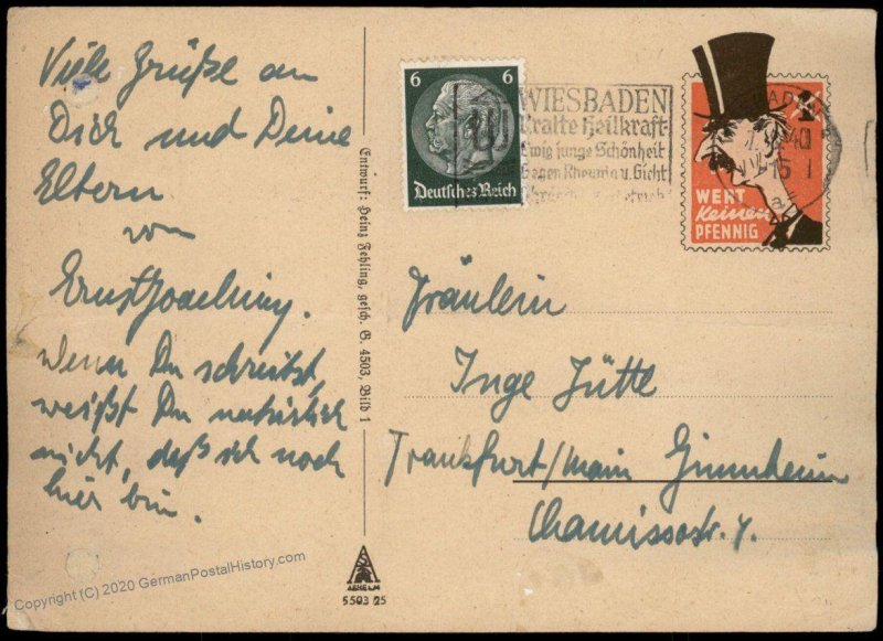 3rd Reich Germany 1940 Chamberlain Spottkarte Luftwaffe Used Feldpost Card 96564