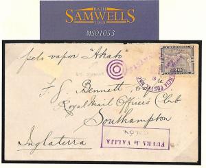 Colombia Panama *FUERA DE VALIJA*Colon Maritime RMSP SS Atrato Cover 1894 MS1053