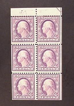 SCOTT #501b   MINT  BOOKLET  PANE    CV  $75.00