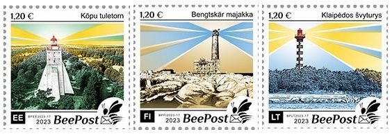 Finland Estonia Lithuania 2023 Famous lighthouses Beepost set of 3 stamps MNH