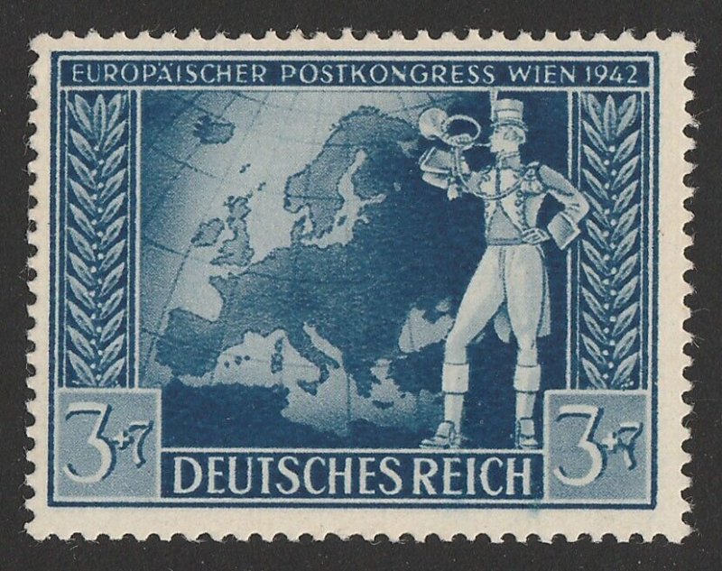 GERMANY 1942 Postal Congress 3+7pf variety 'right 7 dot' MNH ** Mi 820II cat €80