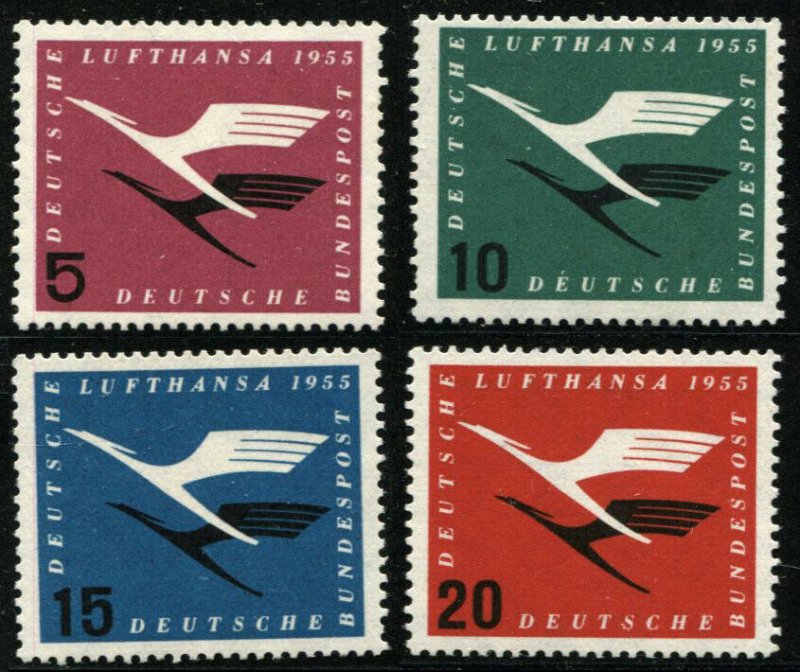 GERMANY #C61-C64 Airmail Postage Stamp Collection LUFTHANSA 1955 Mint NH VFOG