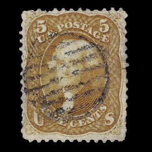 WCstamps: U.S. Scott #67a / CV $1,150 / 5c Brown Yellow, F/VF, Used