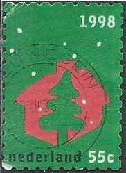 Netherlands 1018n (used) 55c red house with green tree (1998)