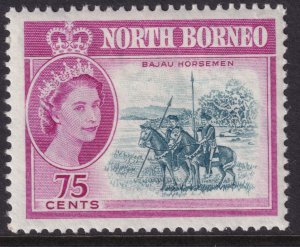 Sc# 291 North Borneo 1961 QE portrait type 75¢ issue MLH CV $16.00