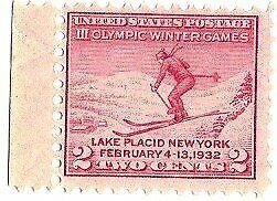 1932 Third Olympic Winter Games Single 2c Postage Stamp - Sc# 716 - MNH,OG