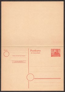 BER MiP7 M 1949 8/8pf Schoeneberg, Rudolf Wilde Square w/Reply Card