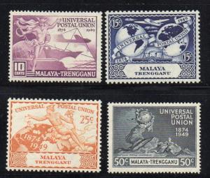 Malaya-Trengganu  Sc 49-52 1949 75th Anniversary UPU stamp set mint