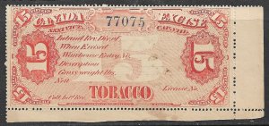 CANADA TOBACCO EXCISE Series of 1870 15lb Red TAX PAID REVENUE MNG Lrg#  M-278