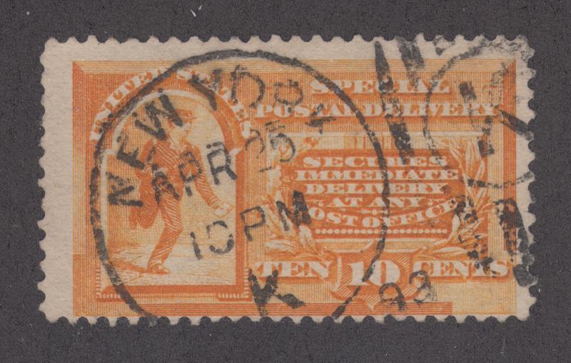 US Sc E3 used 1893 10c Special Delivery, SON NEW YORK STATION K duplex cancel