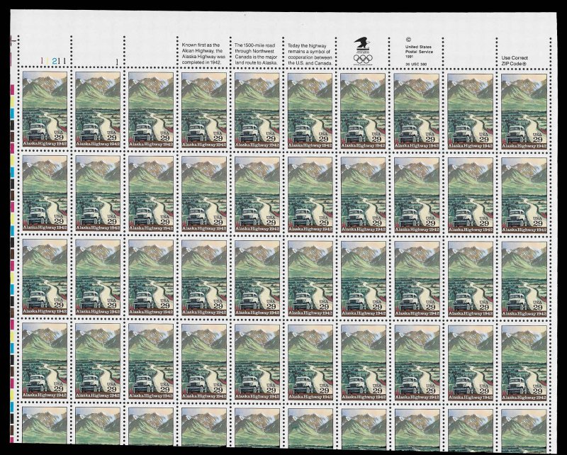 PCBstamps   US #2635 Sheet $14.50(50x29c)Alaska Highway, MNH, (3)