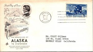 FDC 1959 SC #C53 Artcraft Cachet - Juneau, AK - Single - F77112