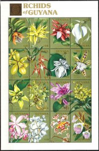 Guyana 1990 Flowers Orchids (I) Sheet MNH