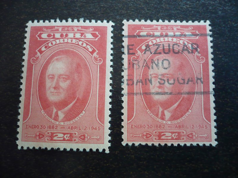 Stamps - Cuba - Scott# 406 - Mint Hinged & Used Set  of 2 Stamps