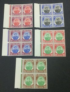 MOMEN: MALAYA JOHORE SG #143-147 1949-55 BLOCKS MINT OG NH LOT #60872