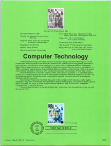 USPS SOUVENIR PAGE CELEBRATING COMPUTER TECHNOLOGY 32c 1996