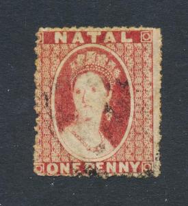 NATAL 1862, 1d WMK SMALL STAR, VF USED SG#15 (SEE BELOW)