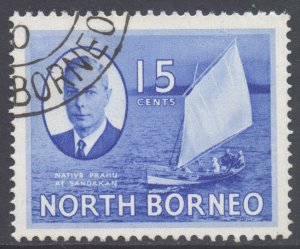 North Borneo Scott 251 - SG363, 1950 George VI 15c used