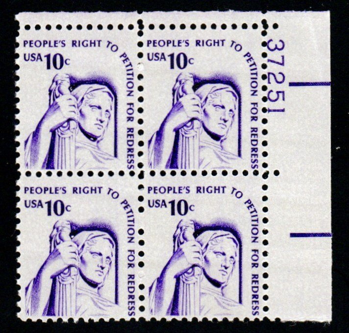 SC# 1592 - (10c) - Right to Petition - MNH plate block/4 UR # 37251