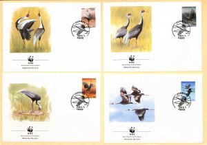 South Korea WWF World Wild Fund for Nature FDC White naped crane birds