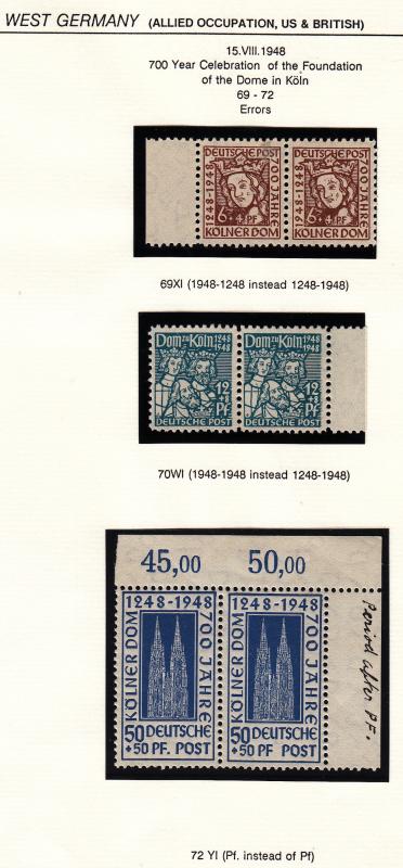 Allied Occupation Date Printing Errors, MNH pairs, Please see the description.