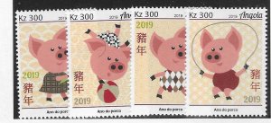 Angola #1684-1687  300kz Pigs 2019 (MNH) CV $7.50