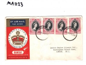 MALAYA STATES SINGAPORE Mixed Franking Cover QEII CORONATION FLIGHT 1953 MA1123