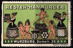 Vintage Germany Poster Stamp Resten-Hamburger Fashion Clothing Store Würzburg