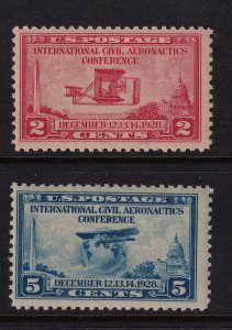 1928 Aeronautics Conference 2c & 5c Sc 649 & 650 MNH set complete (KB