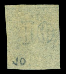 CHILE 1859  COLUMBUS 10c blue, bluish paper Scott # 10i used  WMK. FB10-4