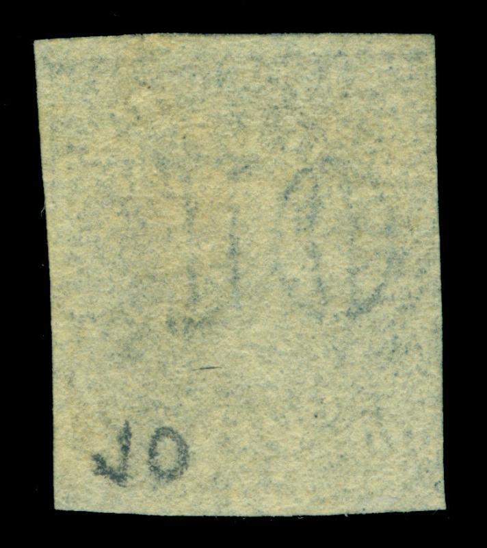 CHILE 1859  COLUMBUS 10c blue, bluish paper Scott # 10i used  WMK. FB10-4