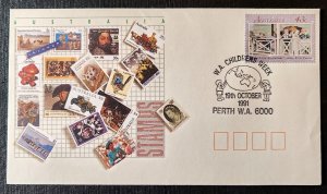 Australia. The postage stamp is a commemorative stamp for the day of issu...