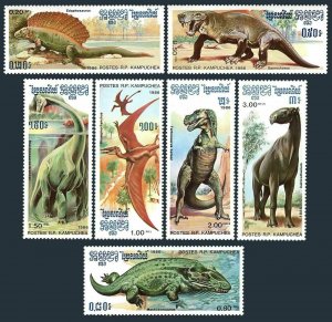 Cambodia 663-669,MNH.Michel 741-747. Prehistoric animals,1986:Dinosaurs.