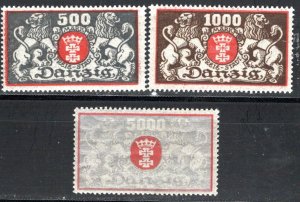 Danzig - Scott # 110 - 112, mint hr