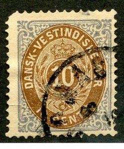 Danish West Indies, Scott #10, Used, repaired, with St. Thomas cancel