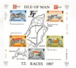 Isle of Man, Postage Stamp, #339a Mint NH, 1987 Motorcycles