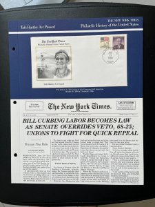 NY times Philatelic history of US panel: Taft-Hartley act passed