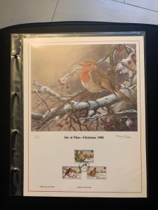 1988 Isle of Man Christmas first day cover panel, big size with plastic holder