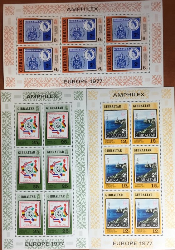 Gibraltar 1977 Amphilex Sheetlet Set MNH