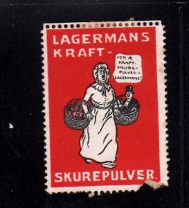 Danish Advertising Stamp - Lagermans Power Scouring Powder - Woman with Baskets