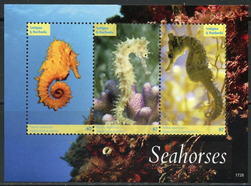 ANTIGUA  2017 SEADRAGONS  SET OF TWO SHEETS MINT NH 