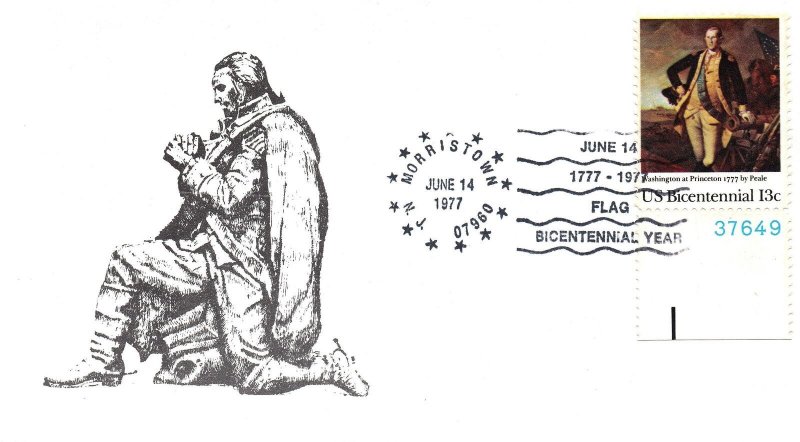 US EVENT PICTORIAL POSTMARK COVER FLAG BICENTENNIAL YEAR MORRISTOWN N.J. 1977